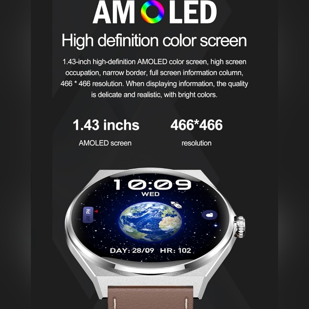 Ultrathin Smart Watch for Women Men(Answer/Make Calls), 1.43" AMOLED, Waterproof - Picture 4 of 8